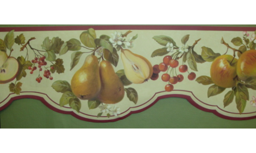 Maroon Scalloped Fruit BKB2883 Wallpaper Border