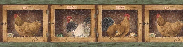 Roosters Hens AFR7136 Wallpaper Border