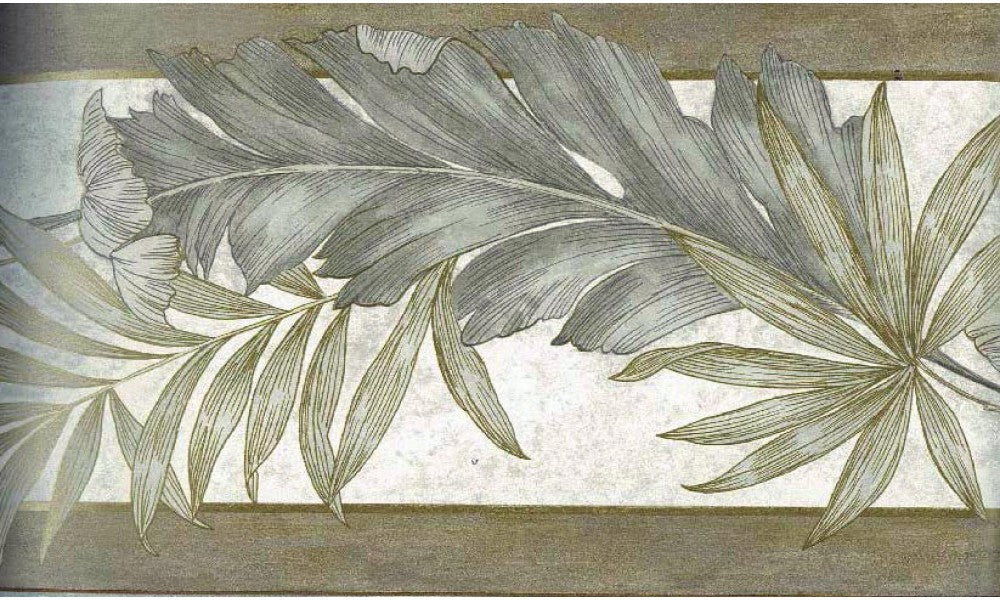 Green Background leaves ESB1951 Wallpaper Border
