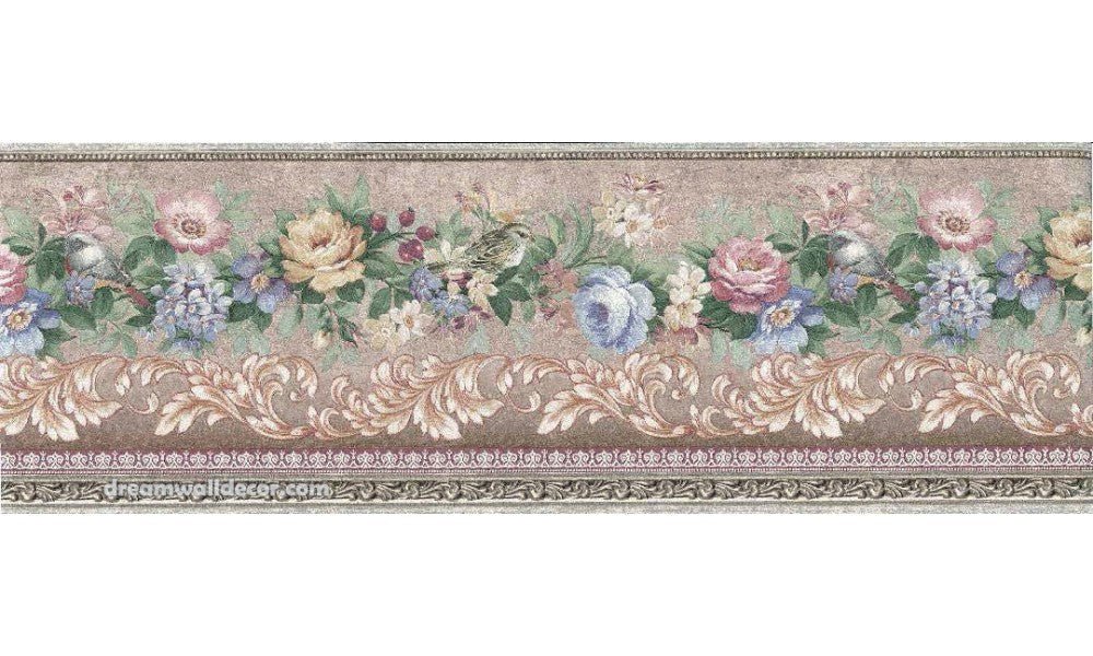 Pink Blue Flower 57831 Wallpaper Border