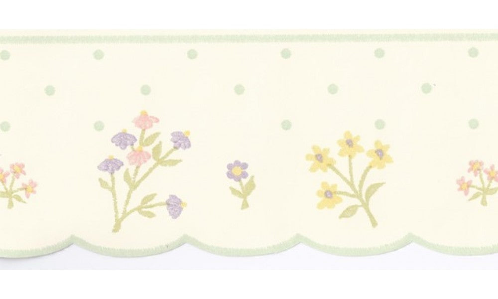 Cream Polka Dot Flower WV7390 Wallpaper Border