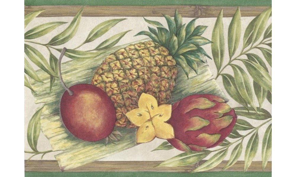 Green Bamboo Tropical Fruits 5811928 Wallpaper Border