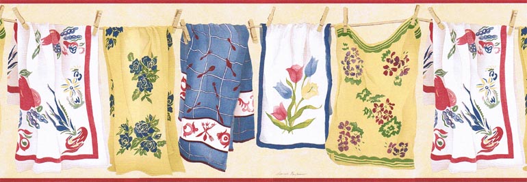 Country Laundry Dish VIN7336B Wallpaper Border