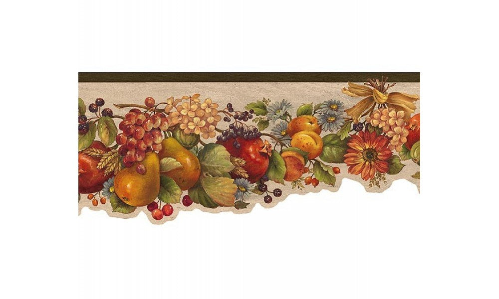 Beige Fruit and Flowers GG54122 Wallpaper Border