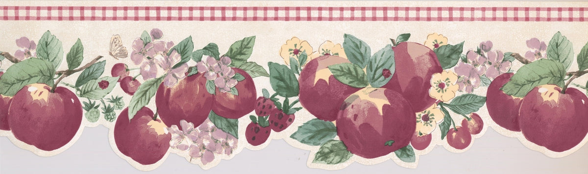 Red Apple Strawberry Cherry KR2279B Wallpaper Border