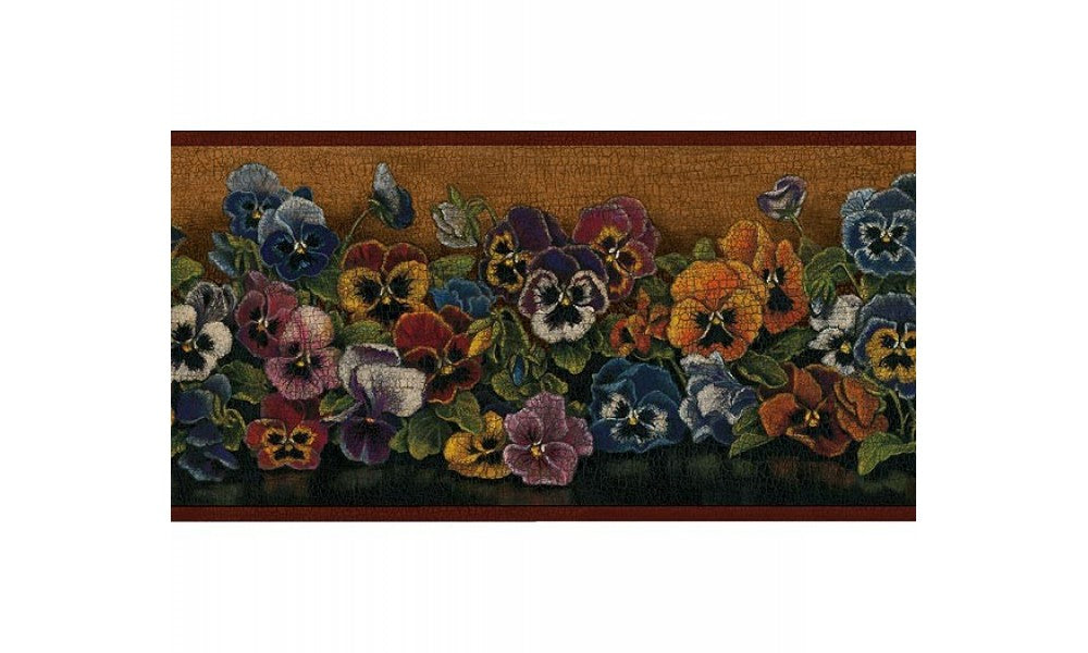 Rust Floral Pansies GG54023 Wallpaper Border
