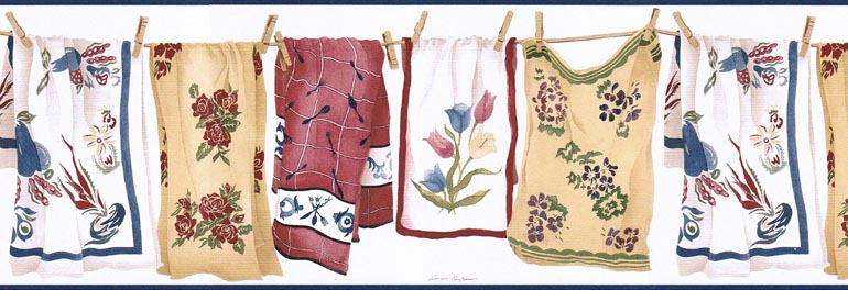 Country Laundry Dish VIN7337B Wallpaper Border