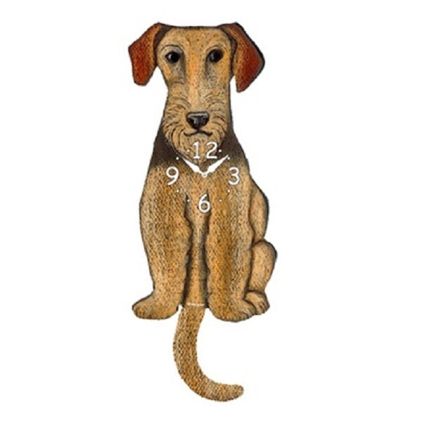 Airedale Terrier Dog Wagging Pendulum Clock