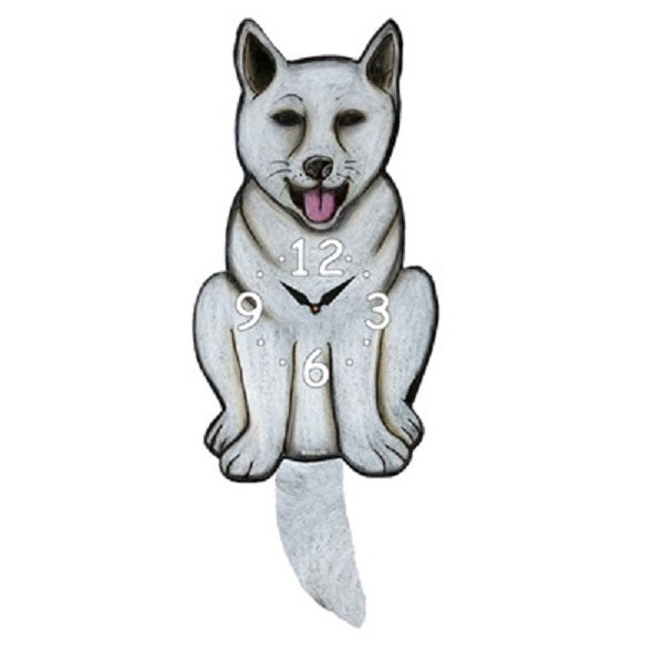 Akita Dog Wagging Pendulum Clock