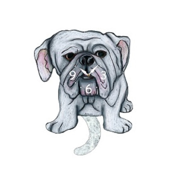 American Bulldog Dog Wagging Pendulum Clock