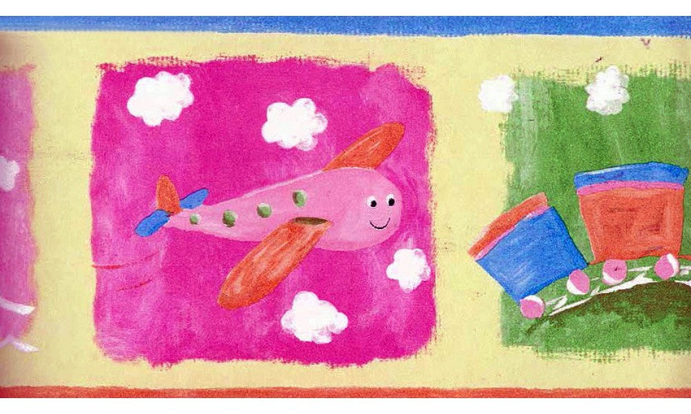 Blue Yellow Orange Kids Train YL10212 Wallpaper Border