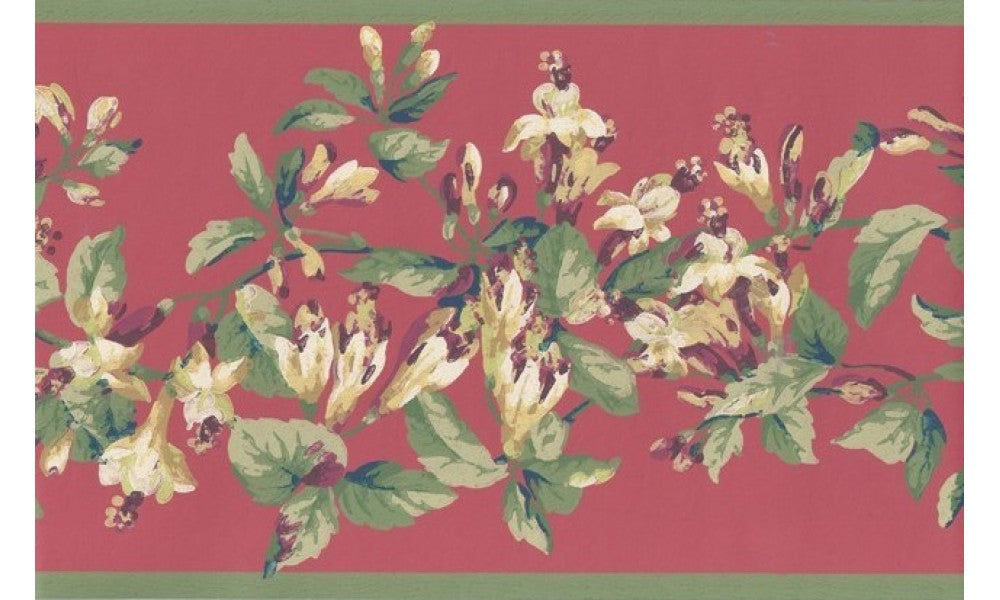Green Red Painted Floral JT7486 Wallpaper Border