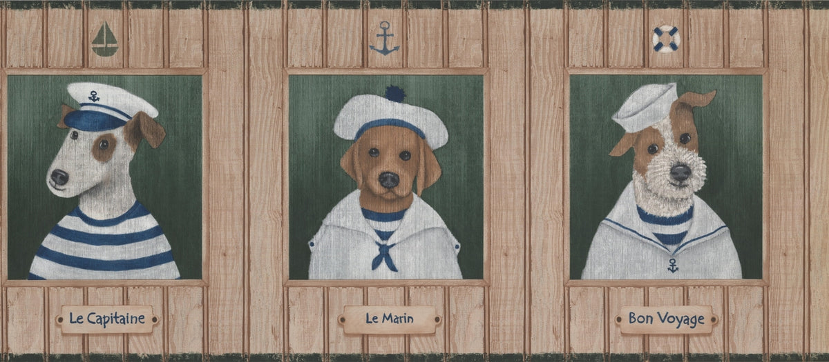 Dogs in Sailors Outfit Beige LK1503B Wallpaper Border