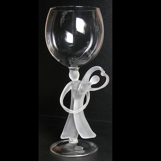 Silver Wedding couple Hand Blown Wine Glass