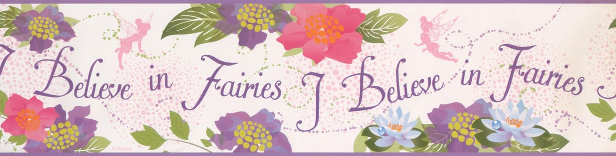 Believe in Fairies Pink Purple Flowers DK5900BD Wallpaper Border
