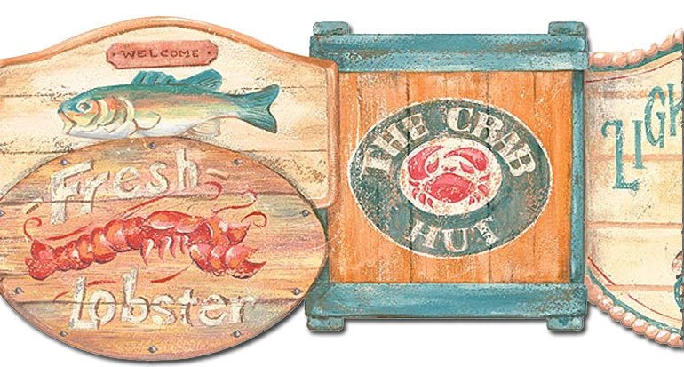 Men&#39;S Room Fresh Lobster PB58037DB Wallpaper Border