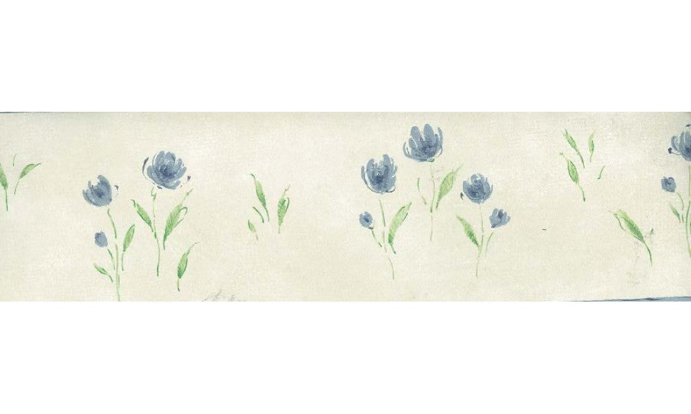 White Background Blue Petal Rose Art PP79054 Wallpaper Border