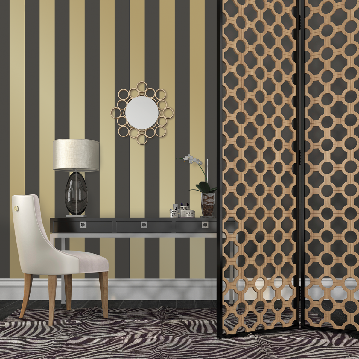 Gold Self-Adhesive Wallpaper Mini Stripe ST601