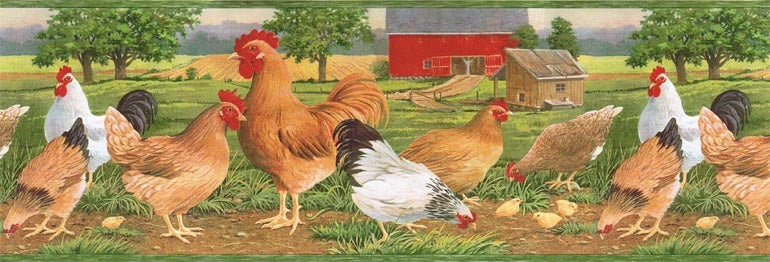 Roosters Hen AFR7107 Wallpaper Border