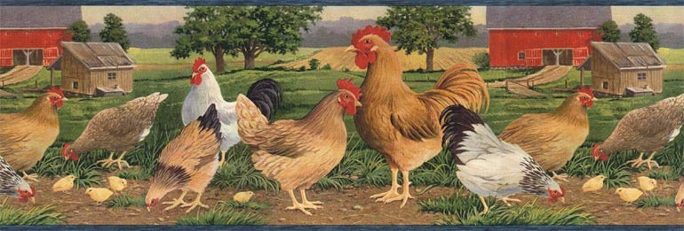 Roosters Hen AFR7108 Wallpaper Border