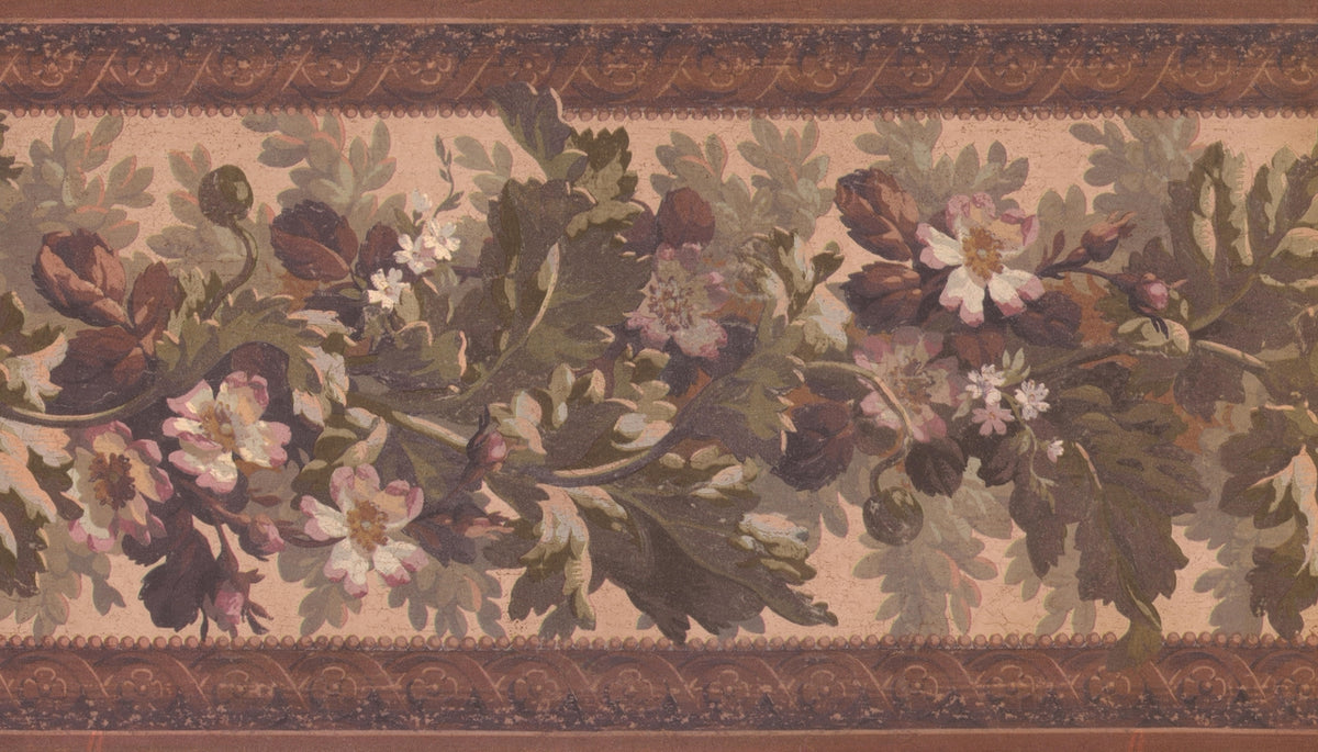 Vintage Purple White Flowers Floral LG3324B Wallpaper Border