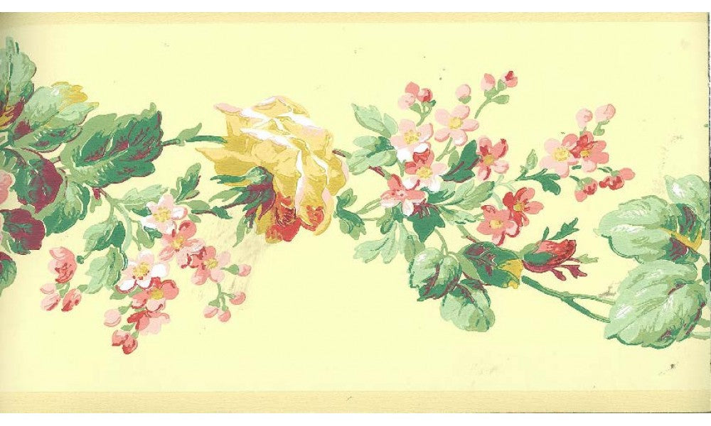 Yellow Rose Floral LY4309 Wallpaper Border