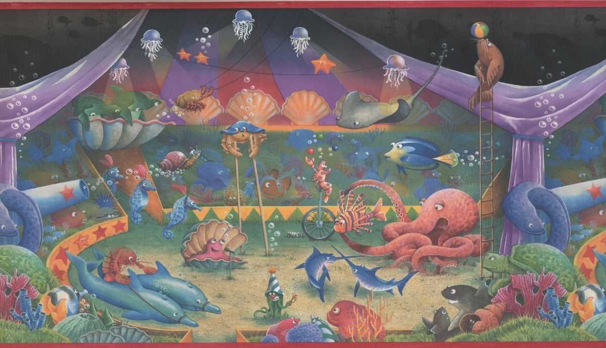 Fish Circus Black KZ1063B Wallpaper Border