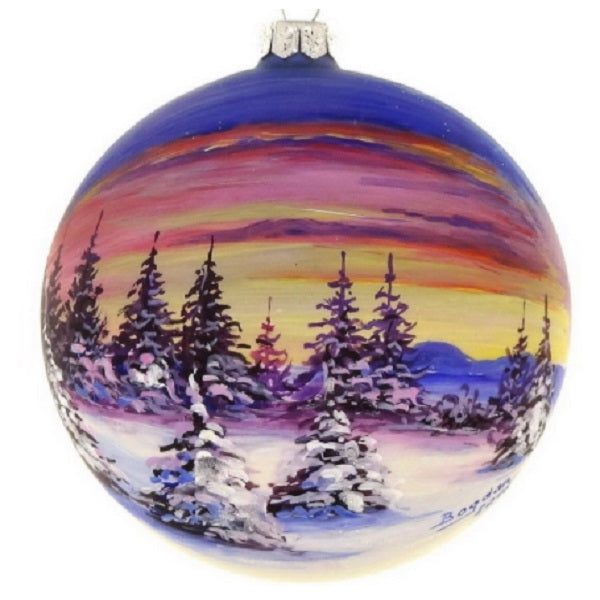 Hand Painted Sunset Glass Holiday Ornament
