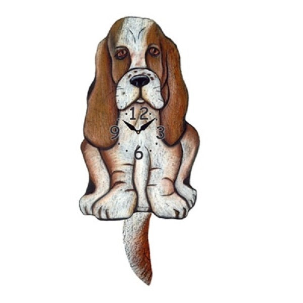 Basset Hound Dog Wagging Pendulum Clock
