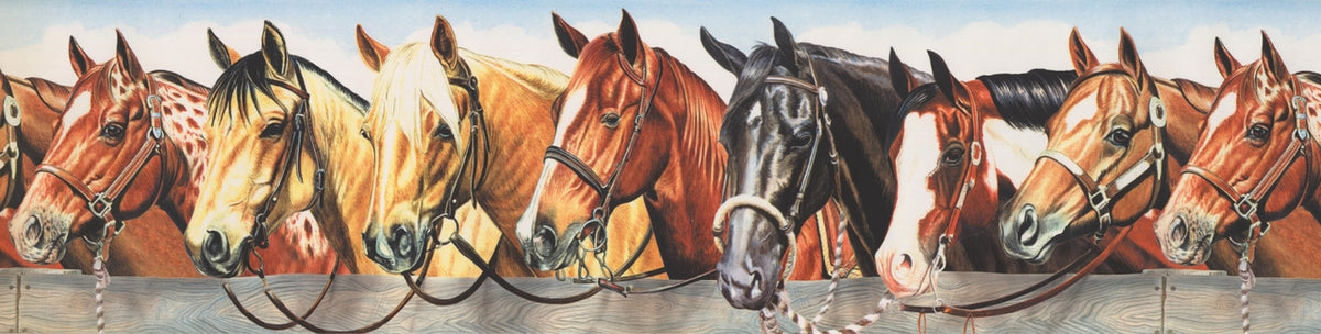 Beautiful Horses in Stable Vintage 110223 Wallpaper Border