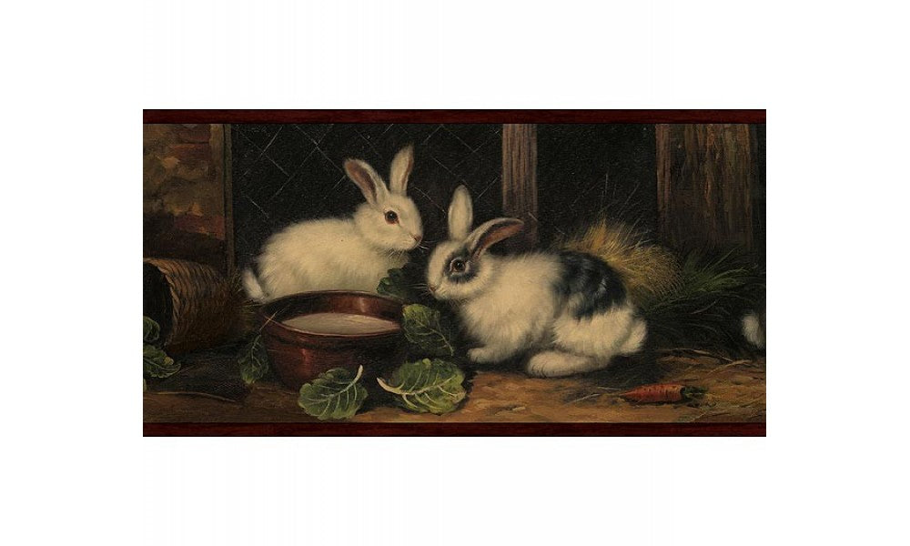 Burgundy Country Rabbits GG54062 Wallpaper Border