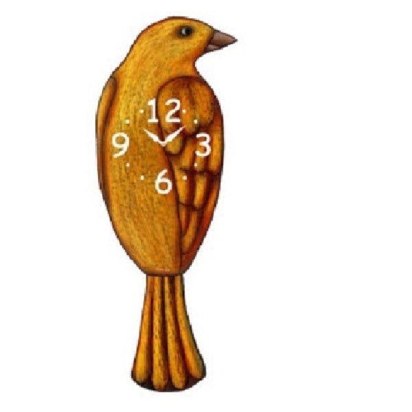 Orange Bird Pendulum Wall Clock