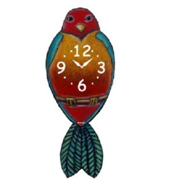 Red Yellow Bird Pendulum Wall Clock