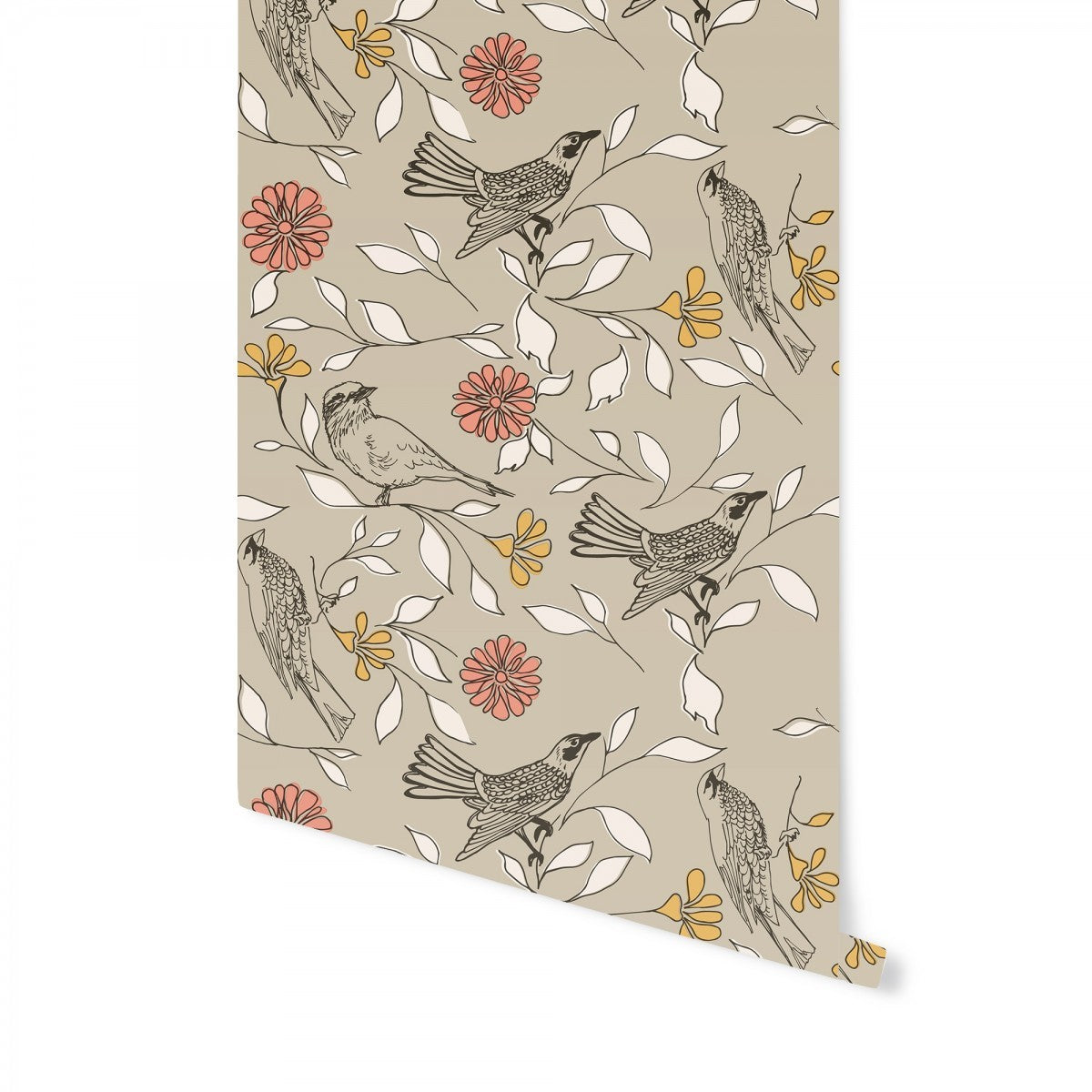 Birds Greige BI476 Self-Adhesive Wallpaper