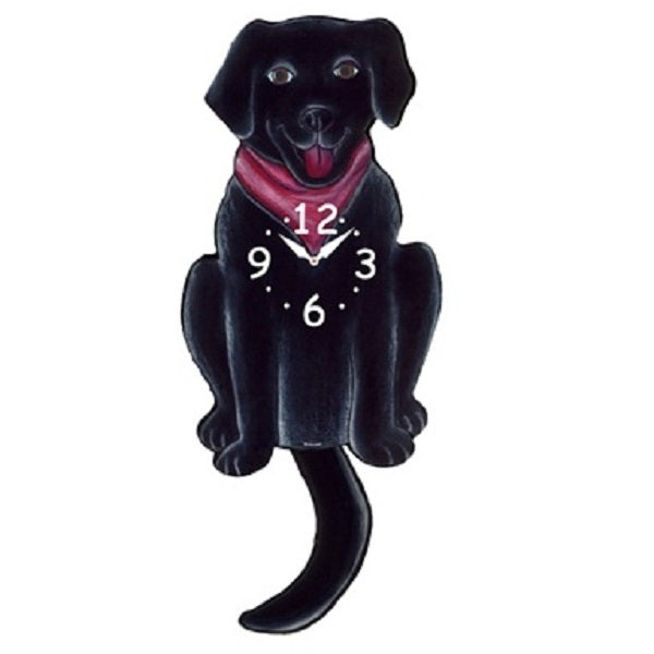Black Labrador Dog Wagging Pendulum Clock