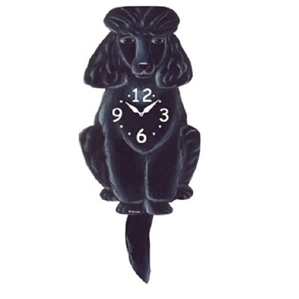 Black Poodle Dog Wagging Pendulum Clock