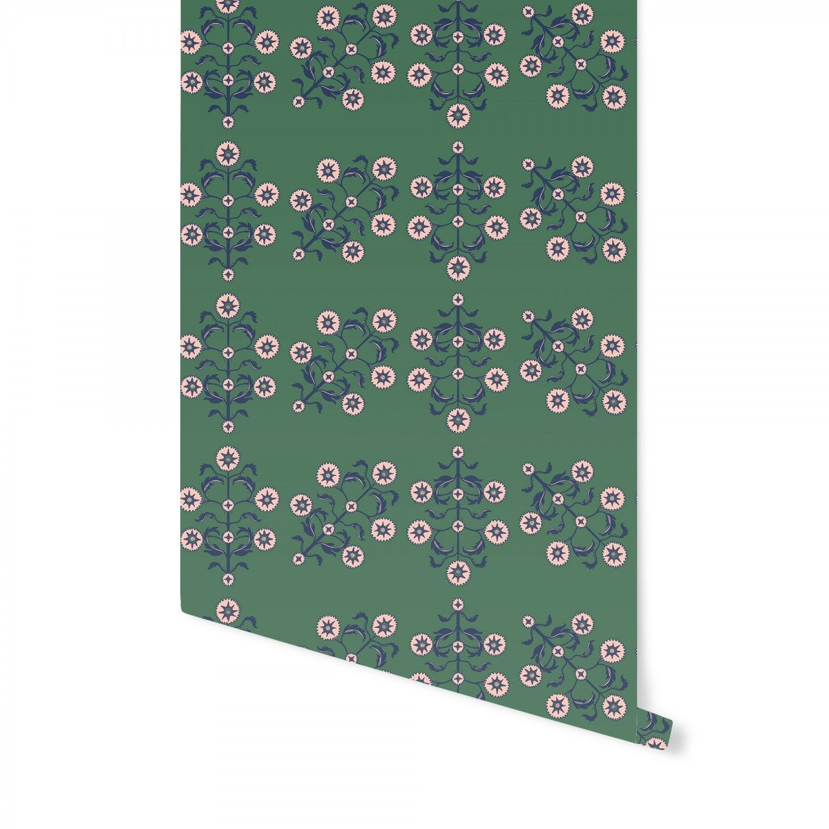 Block Print Floral Emerald BL473 Self-Adhesive Wallpaper
