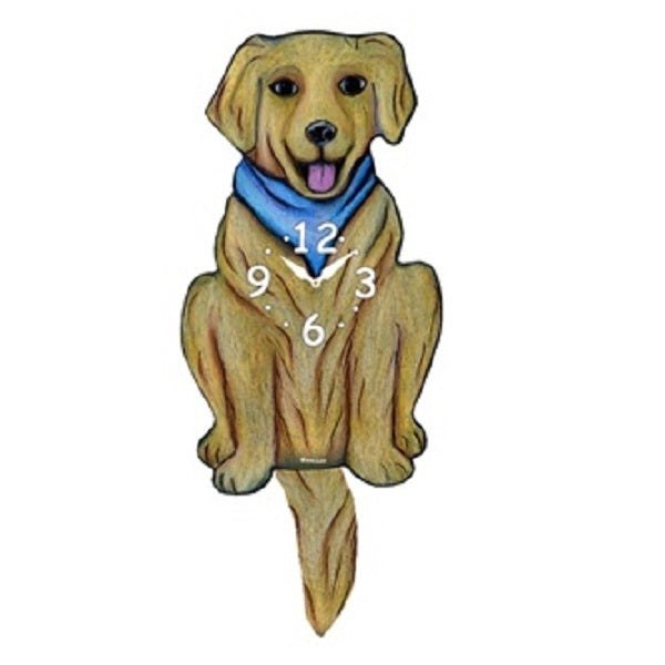 Scarf Golden Retriever Dog Wagging Pendulum Clock