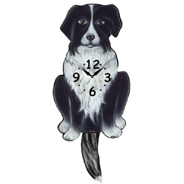 Border Collie Dog Wagging Pendulum Clock