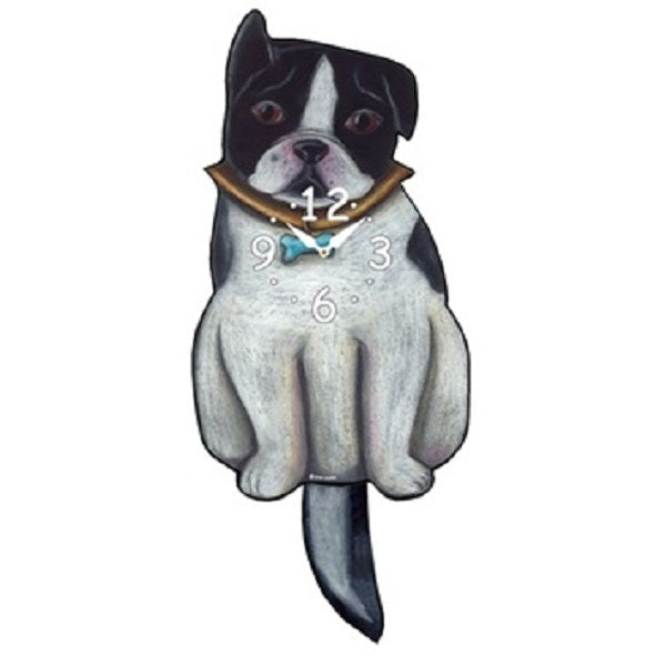 Boston Terrier Dog Wagging Pendulum Clock