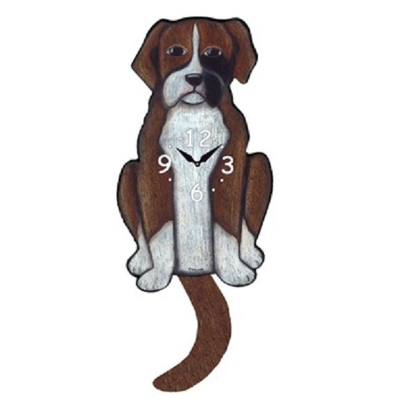 Boxer 2 Dog Wagging Pendulum Clock