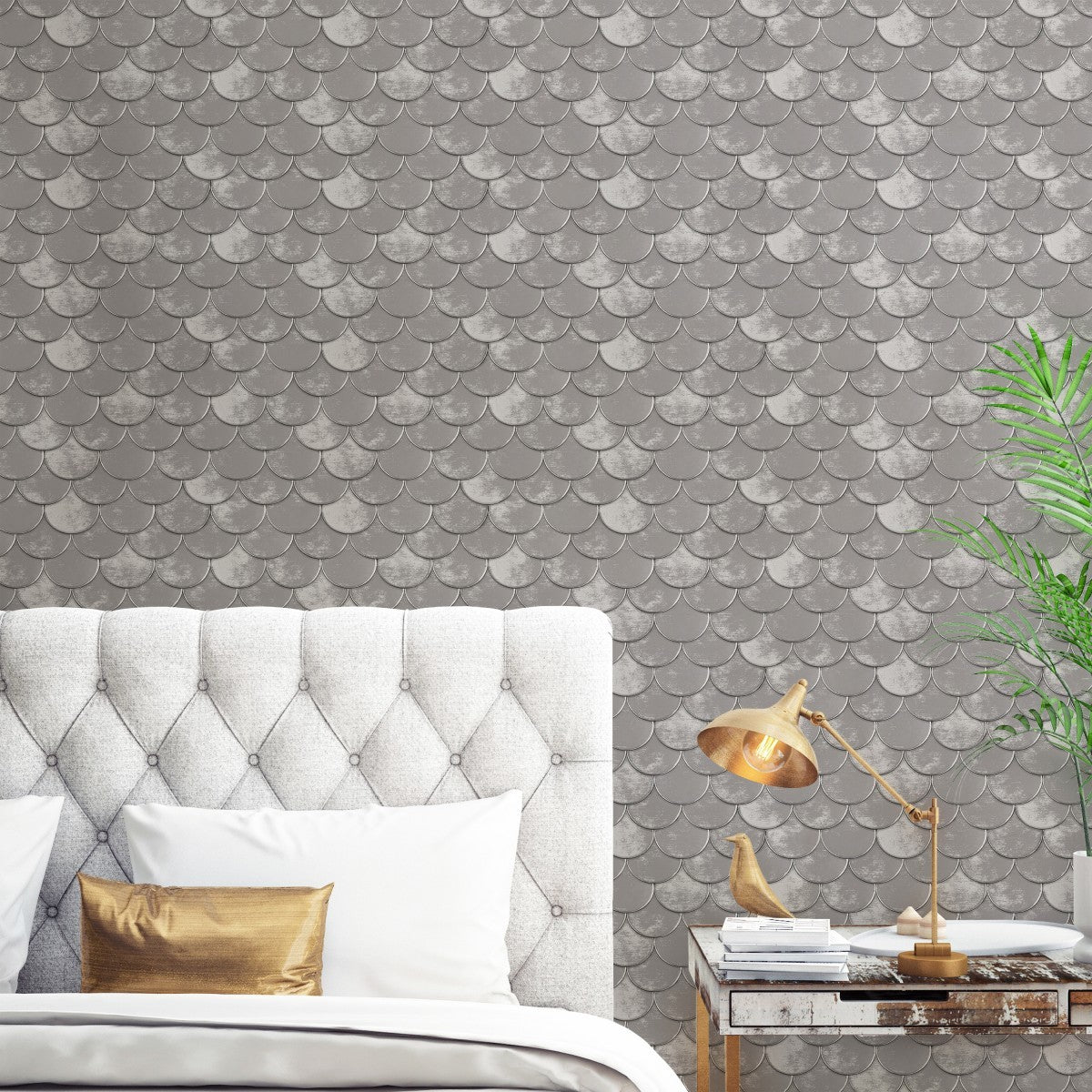 Brass Belly Pewter BR482 Self-Adhesive Wallpaper