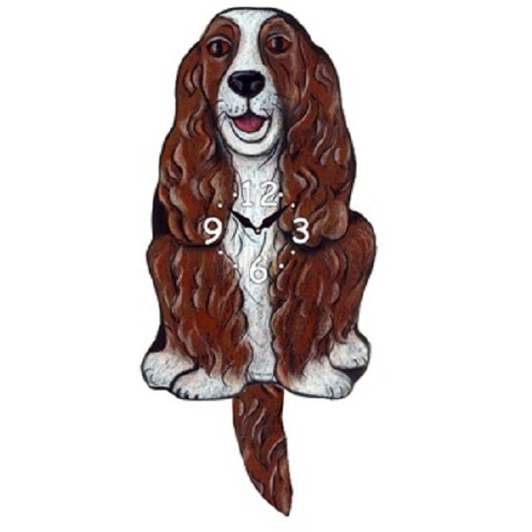 Brown Cocker Spaniel Dog Wagging Pendulum Clock