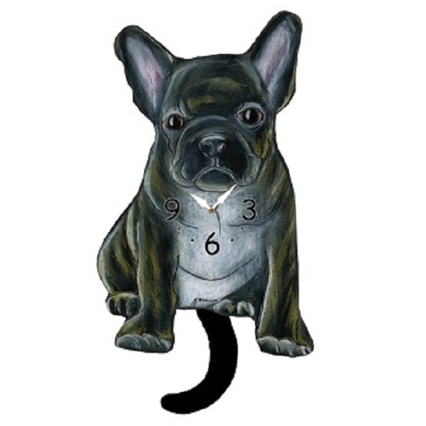 Brindle French Bulldog Dog Wagging Pendulum Clock