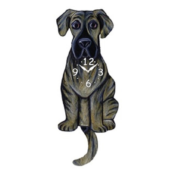 Brindle Dane Mastiff Dog Wagging Pendulum Clock