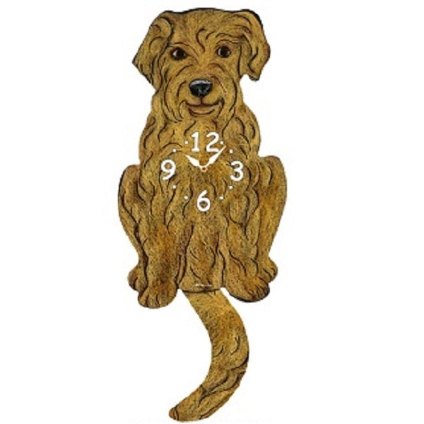 Brown Labradoodle Dog Wagging Pendulum Clock