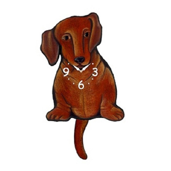 Brown Dachshund Dog Wagging Pendulum Clock