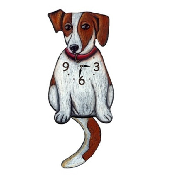 Brown Jack Russell Terrier Wagging Pendulum Clock