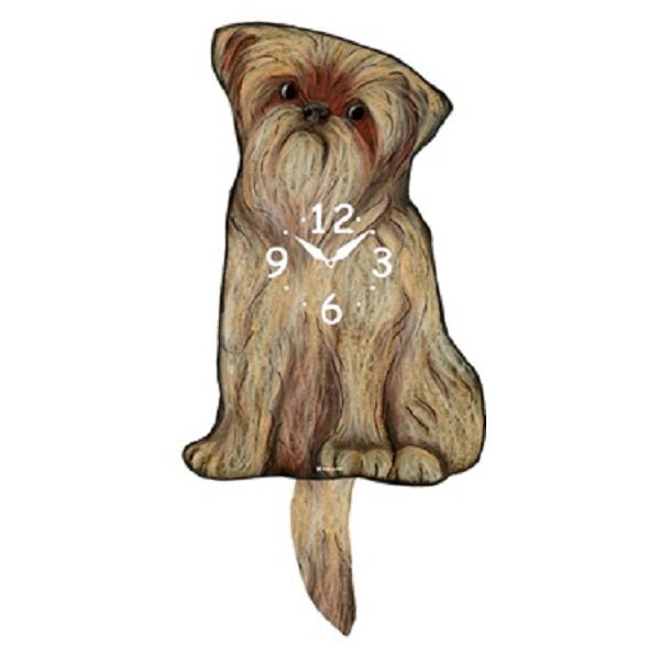 Griffon Bruxellois Dog Wagging Pendulum Clock