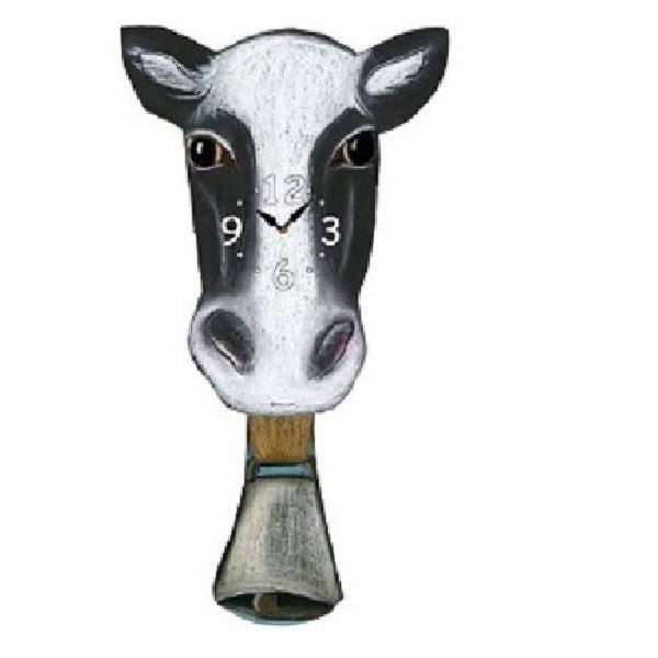 Black White Cow Pendulum Wall Clock